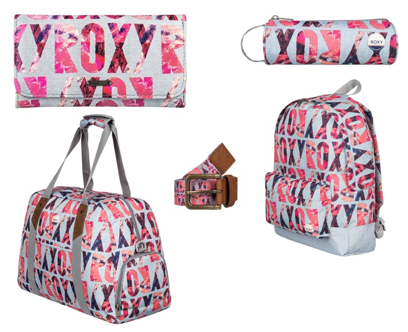 Roxy peněženka, penál, batoh, taška a opasek.
