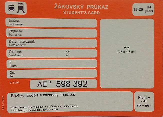 žákovský průkaz
